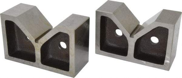 Value Collection - 3 to 3-17/32" Capacity, 90° Angle, Cast Iron V-Block - 7" Long x 3" Wide x 4-17/32" High, Sold as Matched Pair - Industrial Tool & Supply