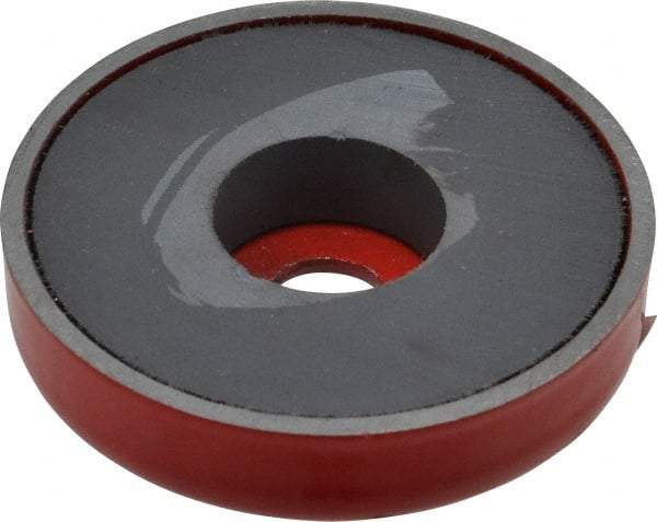 Value Collection - 10-24 Tap, 10 kg Average Pull Force, 2" Diam, 3/8" High, Ceramic Pot Magnet - Red, 0.34" Countersunk Hole - Industrial Tool & Supply