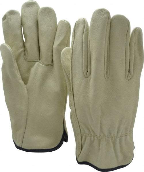 MCR Safety - Size XL (10) Pigskin General Protection Work Gloves - For Work & Driver, Uncoated, Slip-On Cuff, Full Fingered, Cream/Yellow/Blue, Paired - Industrial Tool & Supply