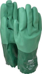 MCR Safety - Size L (9), 12" Long, Neoprene Chemical Resistant Gloves - Textured Finish, Cotton Lined, Gauntlet Cuff, Green - Industrial Tool & Supply