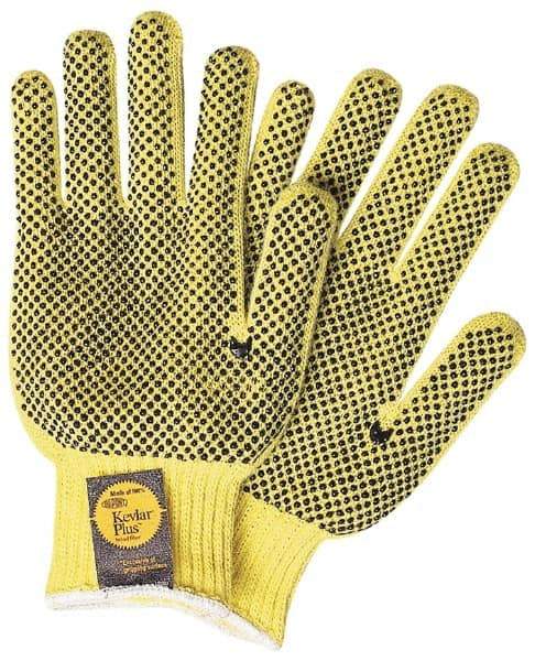 MCR Safety - Size XL (10) PVC Coated Kevlar General Protection Work Gloves - For General Purpose, Knit Wrist Cuff, Full Fingered, Yellow/Black, Paired - Industrial Tool & Supply