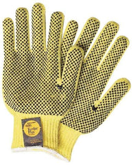 MCR Safety - Size XL (10) PVC Coated Kevlar General Protection Work Gloves - For General Purpose, Knit Wrist Cuff, Full Fingered, Yellow/Black, Paired - Industrial Tool & Supply