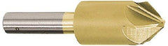 Melin Tool - 3/4" Head Diam, 1/2" Shank Diam, 6 Flute 60° Cobalt Countersink - TiN Finish, 2-3/4" OAL, Single End, Straight Shank, Right Hand Cut - Industrial Tool & Supply