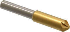 Melin Tool - 5/16" Head Diam, 1/4" Shank Diam, 6 Flute 90° Cobalt Countersink - TiN Finish, 2" OAL, Single End, Straight Shank, Right Hand Cut - Industrial Tool & Supply