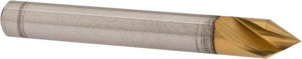 Melin Tool - 1/4" Head Diam, 1/4" Shank Diam, 1 Flute 60° Cobalt Countersink - TiN Finish, 2" OAL, Single End, Straight Shank, Right Hand Cut - Industrial Tool & Supply