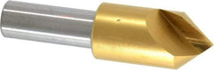 Melin Tool - 3/4" Head Diam, 1/2" Shank Diam, 1 Flute 82° Cobalt Countersink - TiN Finish, 2-3/4" OAL, Single End, Straight Shank, Right Hand Cut - Industrial Tool & Supply