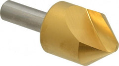 Melin Tool - 1-1/4" Head Diam, 1/2" Shank Diam, 1 Flute 82° Cobalt Countersink - TiN Finish, 3" OAL, Single End, Straight Shank, Right Hand Cut - Industrial Tool & Supply