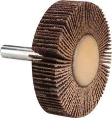 Merit Abrasives - 2" Diam x 1/2" Face Width, Medium Ceramic Alumina Coated Mounted Flap Wheel - 1/4" Shank Mount, 60 Grit, 30,000 Max RPM - Industrial Tool & Supply