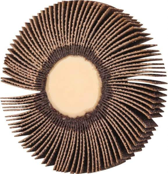 Merit Abrasives - 3" Diam x 1/2" Face Width, Medium Ceramic Alumina Coated Mounted Flap Wheel - 1/4" Shank Mount, 60 Grit, 30,000 Max RPM - Industrial Tool & Supply