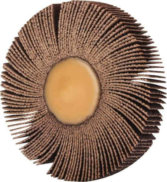 Merit Abrasives - 3" Diam x 1/2" Face Width, Medium Ceramic Alumina Coated Mounted Flap Wheel - 1/4" Shank Mount, 80 Grit, 30,000 Max RPM - Industrial Tool & Supply