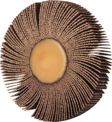 Merit Abrasives - 3" Diam x 1/2" Face Width, Medium Ceramic Alumina Coated Mounted Flap Wheel - 1/4" Shank Mount, 80 Grit, 30,000 Max RPM - Industrial Tool & Supply