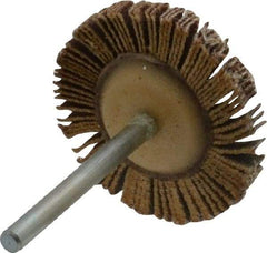 Merit Abrasives - 1-3/16" Diam x 1/8" Face Width, Very Fine Aluminum Oxide Coated Mounted Flap Wheel - 1/8" Shank Mount, 180 Grit, Cloth Backing, 30,000 Max RPM - Industrial Tool & Supply