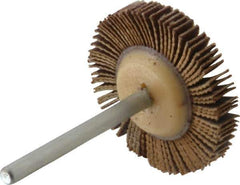 Merit Abrasives - 1-3/16" Diam x 3/16" Face Width, Very Fine Aluminum Oxide Coated Mounted Flap Wheel - 1/8" Shank Mount, 240 Grit, Cloth Backing, 30,000 Max RPM - Industrial Tool & Supply