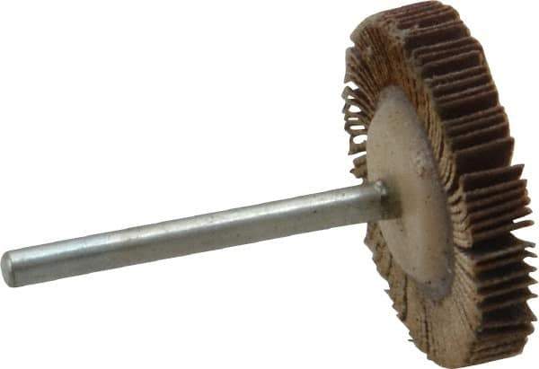 Merit Abrasives - 1-3/16" Diam x 3/16" Face Width, Extra Fine Aluminum Oxide Coated Mounted Flap Wheel - 1/8" Shank Mount, 320 Grit, Cloth Backing, 30,000 Max RPM - Industrial Tool & Supply