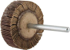 Merit Abrasives - 1-3/16" Diam x 3/8" Face Width, Very Fine Aluminum Oxide Coated Mounted Flap Wheel - 1/8" Shank Mount, 240 Grit, Cloth Backing, 30,000 Max RPM - Industrial Tool & Supply