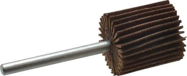 Merit Abrasives - 5/8" Diam x 3/4" Face Width, Very Fine Aluminum Oxide Coated Mounted Flap Wheel - 1/8" Shank Mount, 180 Grit, Cloth Backing, 37,000 Max RPM - Industrial Tool & Supply