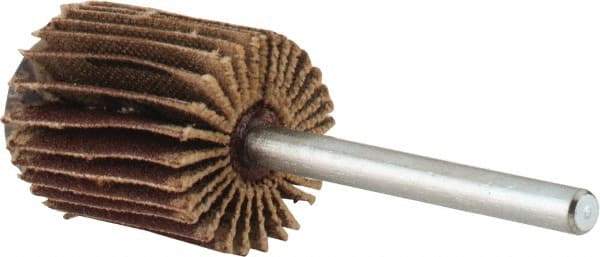 Merit Abrasives - 5/8" Diam x 3/4" Face Width, Very Fine Aluminum Oxide Coated Mounted Flap Wheel - 1/8" Shank Mount, 240 Grit, Cloth Backing, 37,000 Max RPM - Industrial Tool & Supply