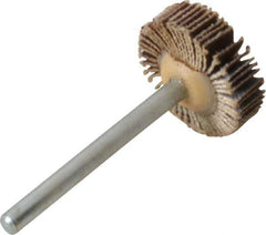 Merit Abrasives - 3/4" Diam x 3/16" Face Width, Very Fine Aluminum Oxide Coated Mounted Flap Wheel - 1/8" Shank Mount, 240 Grit, Cloth Backing, 35,000 Max RPM - Industrial Tool & Supply