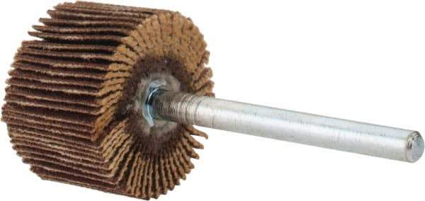 Merit Abrasives - 3/4" Diam x 1/2" Face Width, Very Fine Aluminum Oxide Coated Mounted Flap Wheel - 1/8" Shank Mount, 240 Grit, Cloth Backing, 35,000 Max RPM - Industrial Tool & Supply