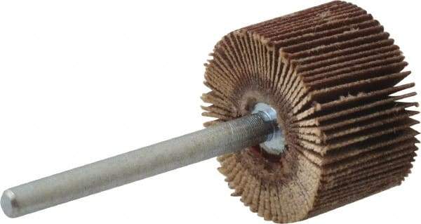 Merit Abrasives - 3/4" Diam x 1/2" Face Width, Extra Fine Aluminum Oxide Coated Mounted Flap Wheel - 1/8" Shank Mount, 320 Grit, Cloth Backing, 35,000 Max RPM - Industrial Tool & Supply