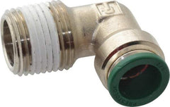 Parker - 1/2" Outside Diam, 1/2 NPTF, Nickel Plated Brass Push-to-Connect Tube Male Elbow - 300 Max psi, Tube to Male NPT Connection, Buna-N O-Ring - Industrial Tool & Supply