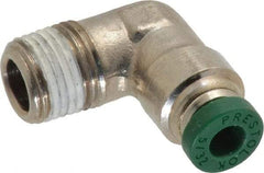 Parker - 5/32" Outside Diam, 1/8 NPTF, Nickel Plated Brass Push-to-Connect Tube Male Elbow - 300 Max psi, Tube to Male NPT Connection, Buna-N O-Ring - Industrial Tool & Supply
