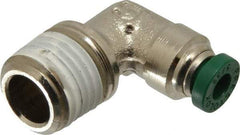 Parker - 5/32" Outside Diam, 1/4 NPTF, Nickel Plated Brass Push-to-Connect Tube Male Elbow - 300 Max psi, Tube to Male NPT Connection, Buna-N O-Ring - Industrial Tool & Supply