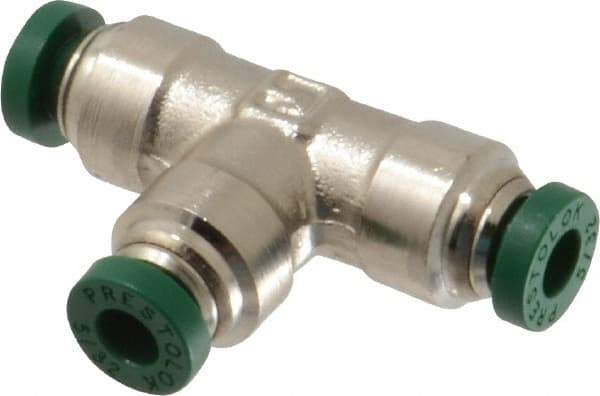 Parker - 5/32" Outside Diam, Nickel Plated Brass Push-to-Connect Tube Union Tee - 300 Max psi, Tube to Tube Connection, Buna-N O-Ring - Industrial Tool & Supply