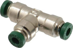 Parker - 5/32" Outside Diam, Nickel Plated Brass Push-to-Connect Tube Union Tee - 300 Max psi, Tube to Tube Connection, Buna-N O-Ring - Industrial Tool & Supply
