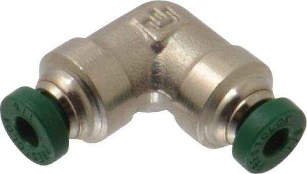 Parker - 1/8" Outside Diam, Nickel Plated Brass Push-to-Connect Tube Union Elbow - 300 Max psi, Tube to Tube Connection, Buna-N O-Ring - Industrial Tool & Supply