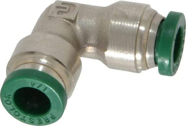 Parker - 1/4" Outside Diam, Nickel Plated Brass Push-to-Connect Tube Union Elbow - 300 Max psi, Tube to Tube Connection, Buna-N O-Ring - Industrial Tool & Supply