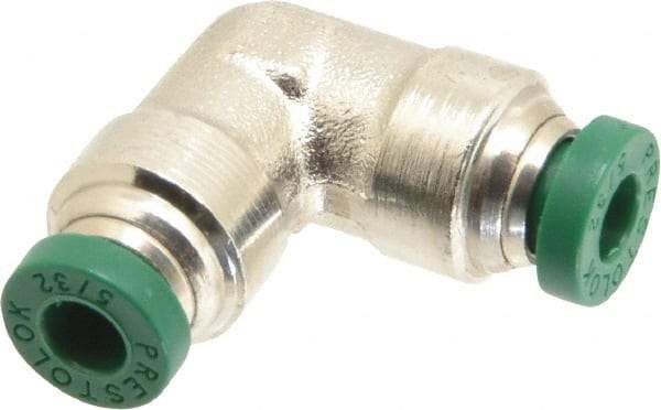 Parker - 5/32" Outside Diam, Nickel Plated Brass Push-to-Connect Tube Union Elbow - 300 Max psi, Tube to Tube Connection, Buna-N O-Ring - Industrial Tool & Supply
