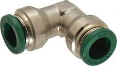 Parker - 3/8" Outside Diam, Nickel Plated Brass Push-to-Connect Tube Union Elbow - 300 Max psi, Tube to Tube Connection, Buna-N O-Ring - Industrial Tool & Supply