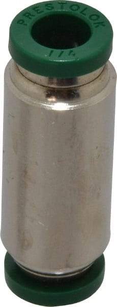 Parker - 1/4" Outside Diam, Nickel Plated Brass Push-to-Connect Tube Union - 300 Max psi, Tube to Tube Connection, Buna-N O-Ring - Industrial Tool & Supply