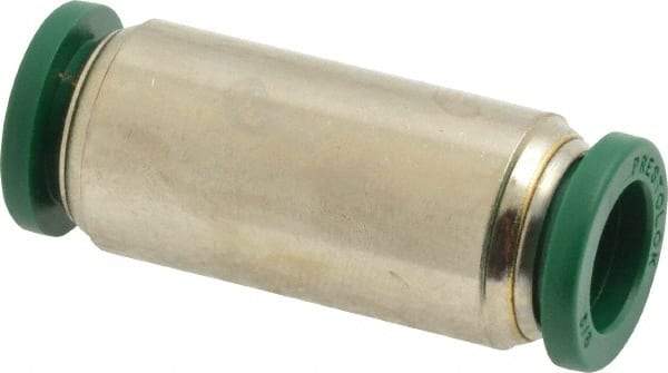 Parker - 3/8" Outside Diam, Nickel Plated Brass Push-to-Connect Tube Union - 300 Max psi, Tube to Tube Connection, Buna-N O-Ring - Industrial Tool & Supply