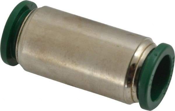Parker - 1/2" Outside Diam, Nickel Plated Brass Push-to-Connect Tube Union - 300 Max psi, Tube to Tube Connection, Buna-N O-Ring - Industrial Tool & Supply