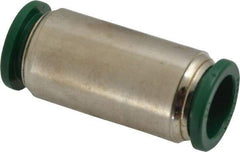 Parker - 1/2" Outside Diam, Nickel Plated Brass Push-to-Connect Tube Union - 300 Max psi, Tube to Tube Connection, Buna-N O-Ring - Industrial Tool & Supply