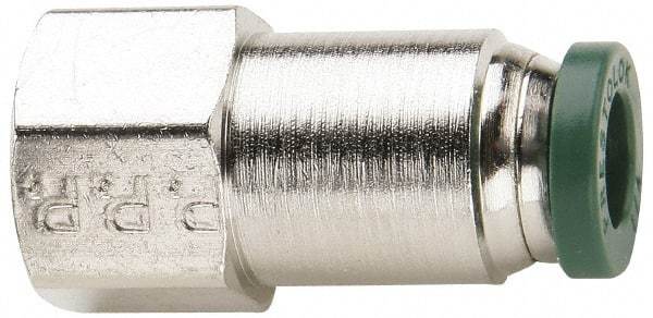 Parker - 1/8" Outside Diam, 1/4 NPTF, Nickel Plated Brass Push-to-Connect Tube Female Connector - 300 Max psi, Tube to Female NPT Connection, Buna-N O-Ring - Industrial Tool & Supply