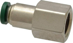 Parker - 1/4" Outside Diam, 1/4 NPTF, Nickel Plated Brass Push-to-Connect Tube Female Connector - 300 Max psi, Tube to Female NPT Connection, Buna-N O-Ring - Industrial Tool & Supply