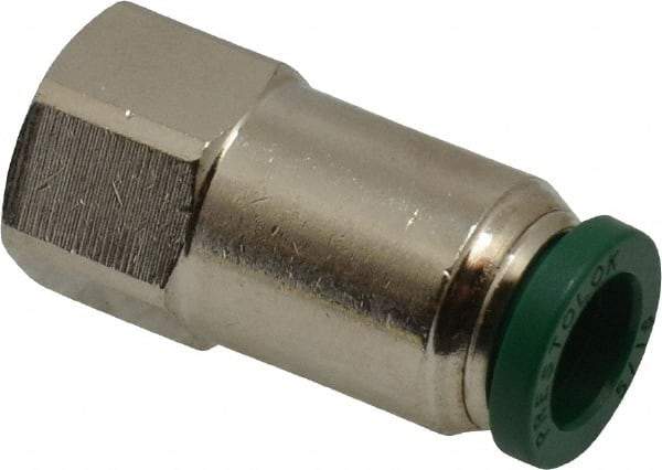 Parker - 5/16" Outside Diam, 1/8 NPTF, Nickel Plated Brass Push-to-Connect Tube Female Connector - 300 Max psi, Tube to Female NPT Connection, Buna-N O-Ring - Industrial Tool & Supply