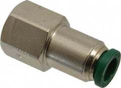 Parker - 5/16" Outside Diam, 1/4 NPTF, Nickel Plated Brass Push-to-Connect Tube Female Connector - 300 Max psi, Tube to Female NPT Connection, Buna-N O-Ring - Industrial Tool & Supply