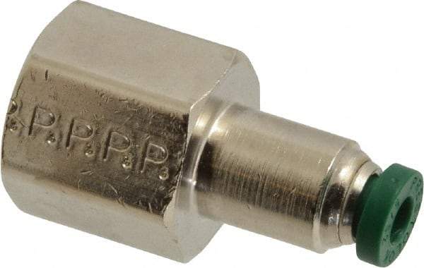 Parker - 5/32" Outside Diam, 1/4 NPTF, Nickel Plated Brass Push-to-Connect Tube Female Connector - 300 Max psi, Tube to Female NPT Connection, Buna-N O-Ring - Industrial Tool & Supply