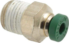 Parker - 1/8" Outside Diam, 1/8 NPTF, Nickel Plated Brass Push-to-Connect Tube Male Connector - 300 Max psi, Tube to Male NPT Connection, Buna-N O-Ring - Industrial Tool & Supply