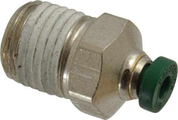 Parker - 1/8" Outside Diam, 1/4 NPTF, Nickel Plated Brass Push-to-Connect Tube Male Connector - 300 Max psi, Tube to Male NPT Connection, Buna-N O-Ring - Industrial Tool & Supply