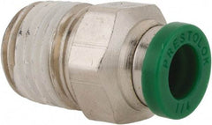 Parker - 1/4" Outside Diam, 1/4 NPTF, Nickel Plated Brass Push-to-Connect Tube Male Connector - 300 Max psi, Tube to Male NPT Connection, Buna-N O-Ring - Industrial Tool & Supply