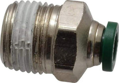 Parker - 1/4" Outside Diam, 3/8 NPTF, Nickel Plated Brass Push-to-Connect Tube Male Connector - 300 Max psi, Tube to Male NPT Connection, Buna-N O-Ring - Industrial Tool & Supply
