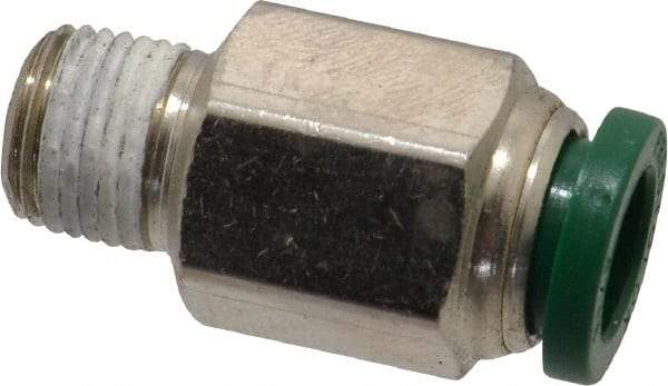 Parker - 5/16" Outside Diam, 1/8 NPTF, Nickel Plated Brass Push-to-Connect Tube Male Connector - 300 Max psi, Tube to Male NPT Connection, Buna-N O-Ring - Industrial Tool & Supply