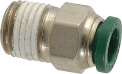 Parker - 5/16" Outside Diam, 1/4 NPTF, Nickel Plated Brass Push-to-Connect Tube Male Connector - 300 Max psi, Tube to Male NPT Connection, Buna-N O-Ring - Industrial Tool & Supply