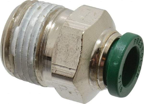 Parker - 5/16" Outside Diam, 3/8 NPTF, Nickel Plated Brass Push-to-Connect Tube Male Connector - 300 Max psi, Tube to Male NPT Connection, Buna-N O-Ring - Industrial Tool & Supply