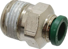Parker - 5/16" Outside Diam, 3/8 NPTF, Nickel Plated Brass Push-to-Connect Tube Male Connector - 300 Max psi, Tube to Male NPT Connection, Buna-N O-Ring - Industrial Tool & Supply